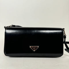 Prada Black Leather Clutch Cross-Body Bag