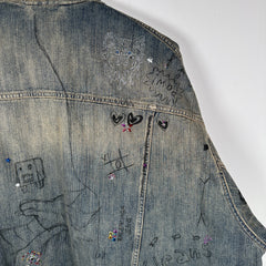 Balenciaga Denim 'Rhinestone Scribble' Jacket Size 2