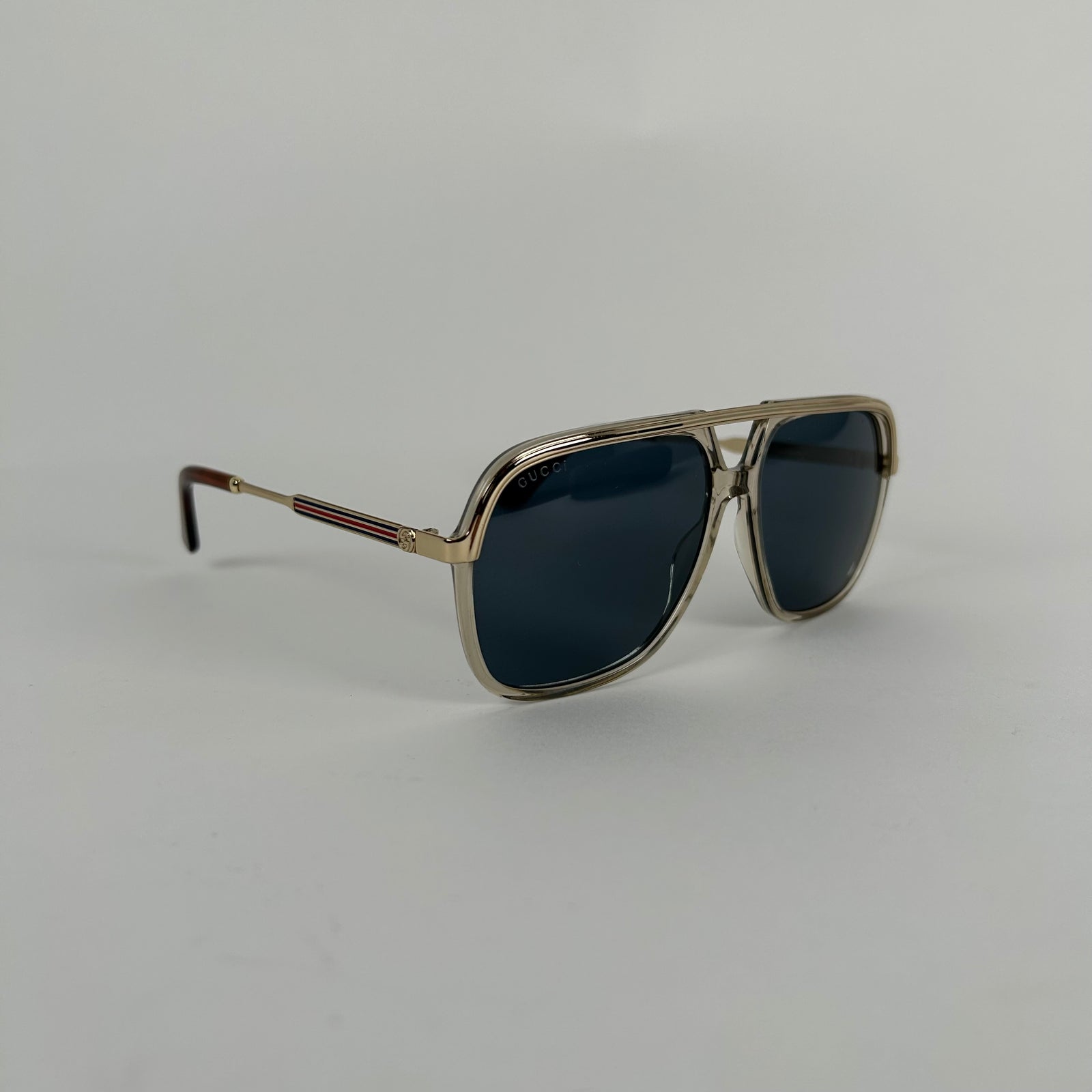 Gucci Gold GG Acetate Aviator Sunglasses