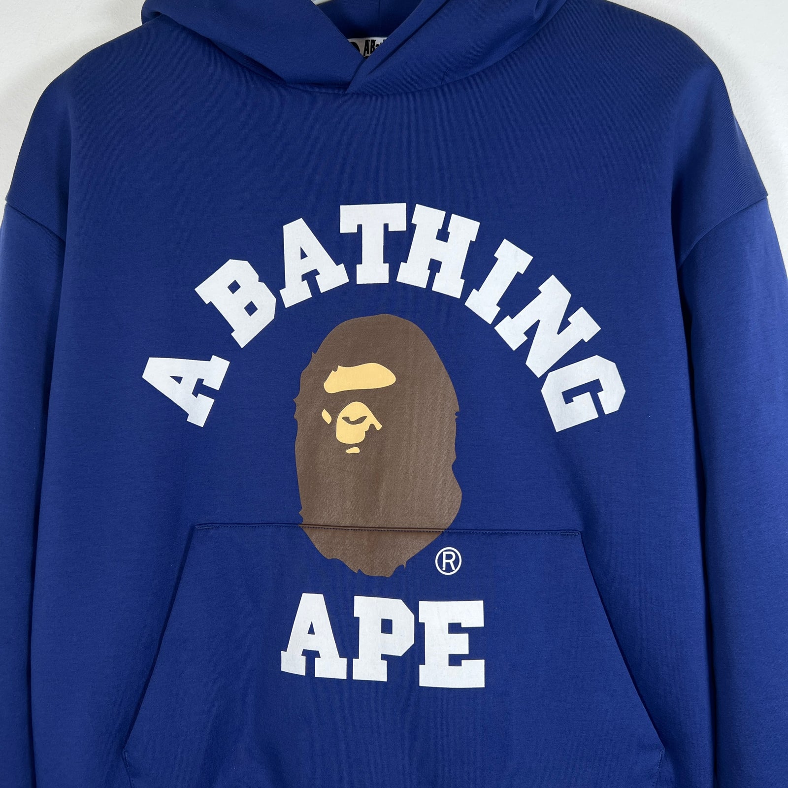 Bape Blue Ape College Logo Puffer Hoodie Size M