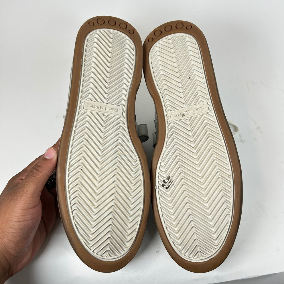Saint Laurent White SL24 Distressed Low-Top Sneaker Size 45