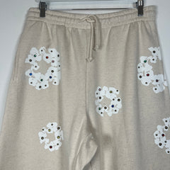 Denim Tears Oatmeal Rhinestone Wreath Sweatpants Size L