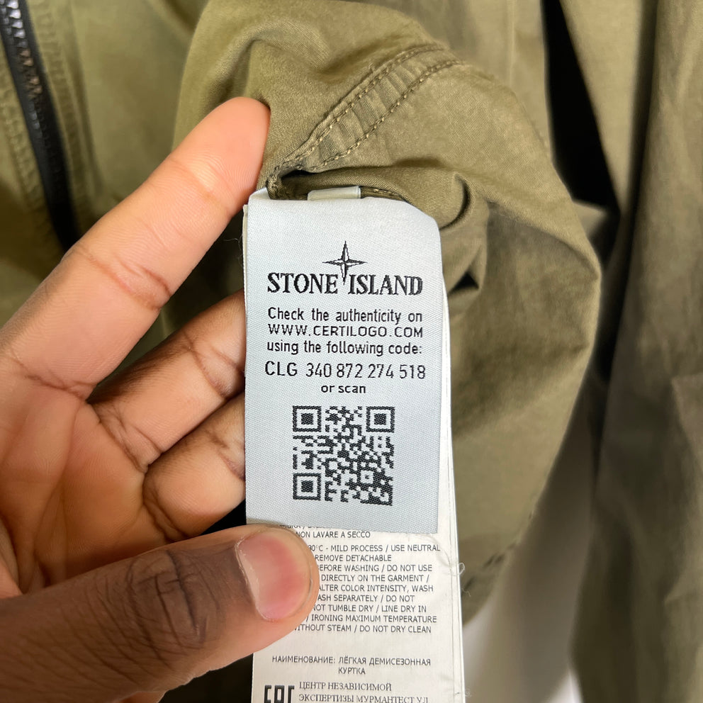 Stone Island Olive Garment Dyed Zip Overshirt Size L