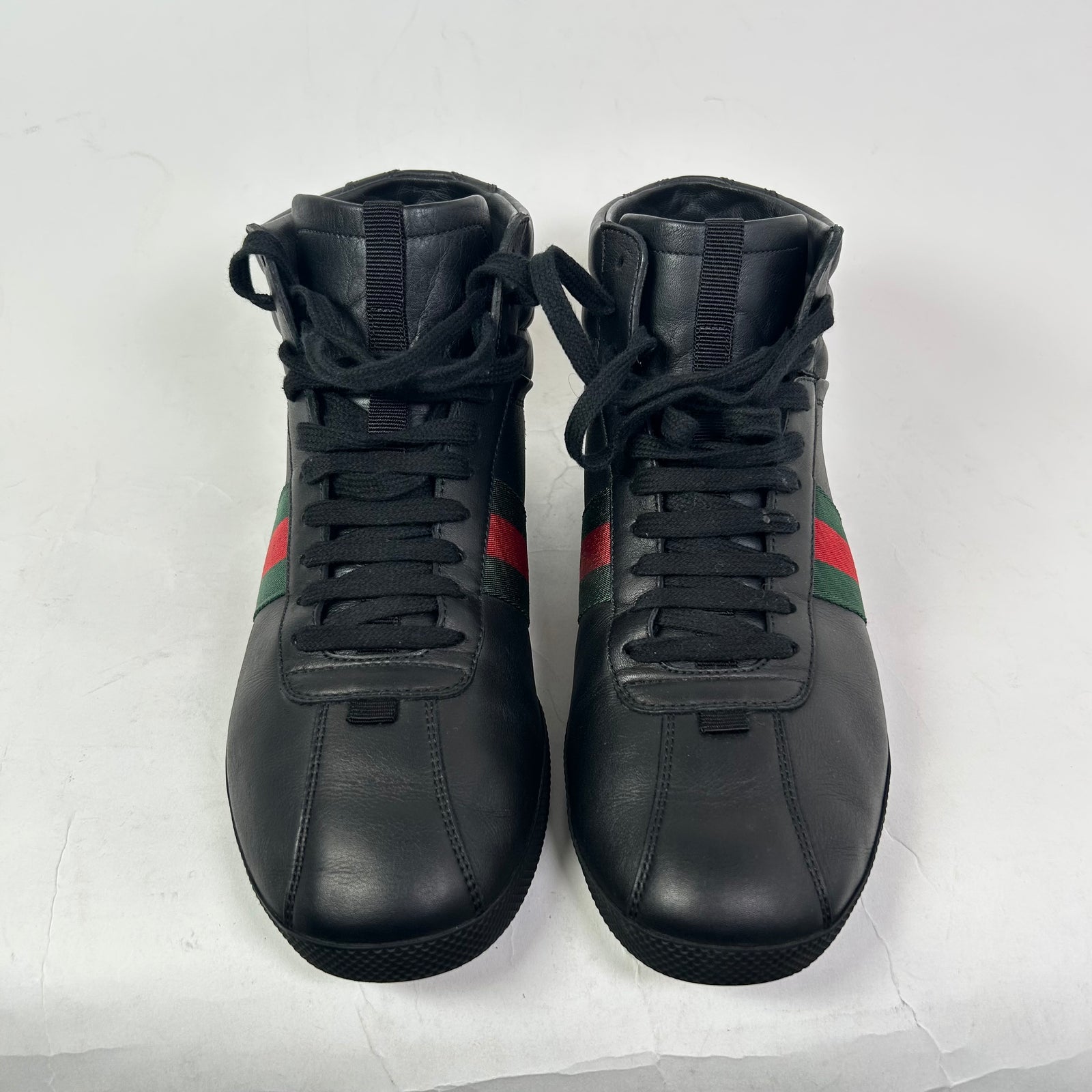 Gucci Black Web Leather High-Top Sneaker