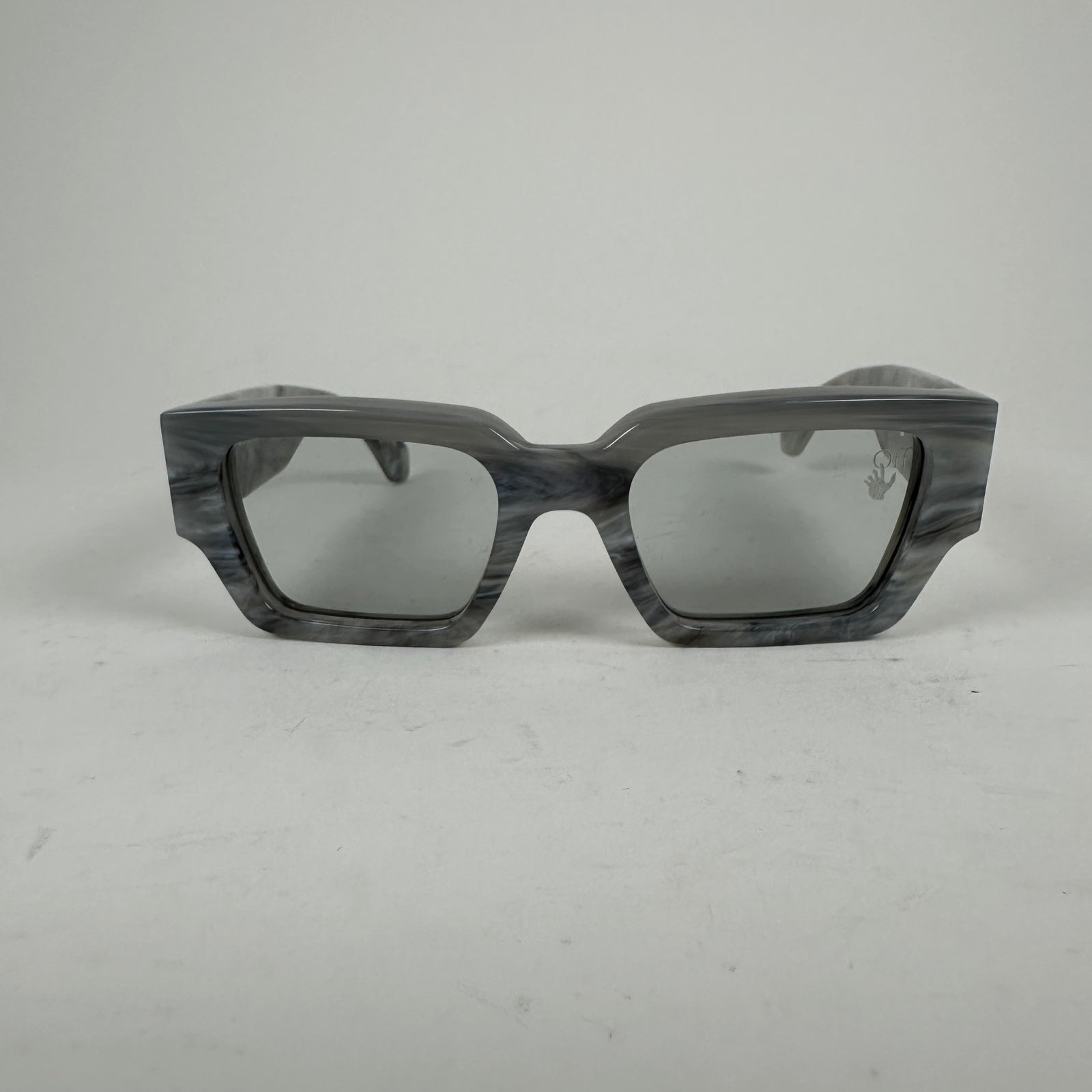 Off-White Gray Marble Arrow Square Frame Sunglasses