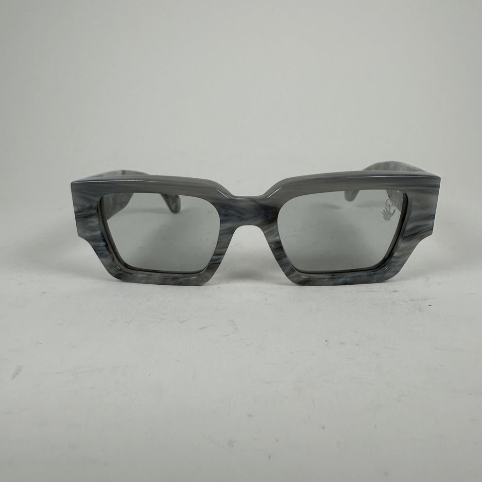 Off-White Gray Marble Arrow Square Frame Sunglasses