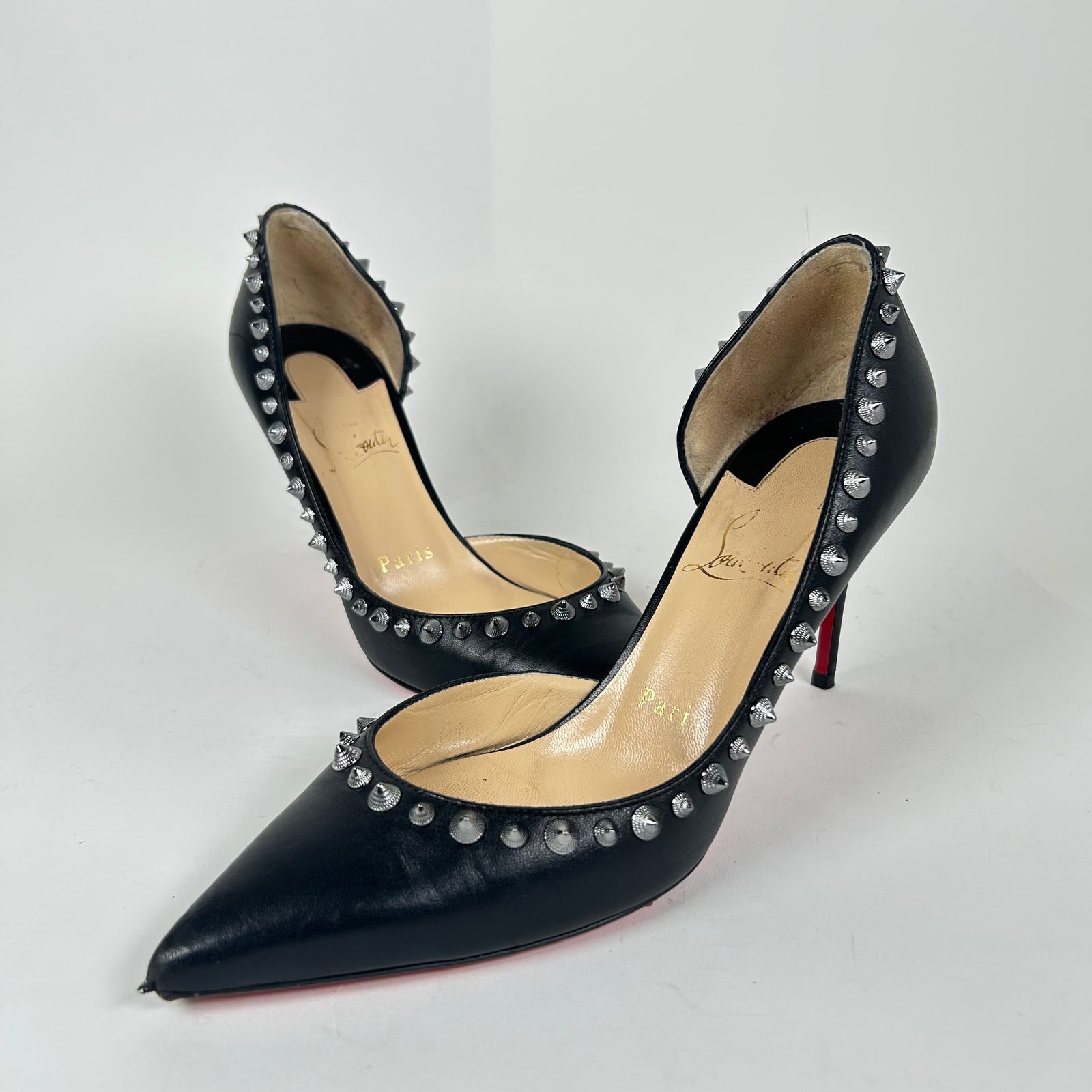 Christian Louboutin Black Spiked Heels Size 36.5