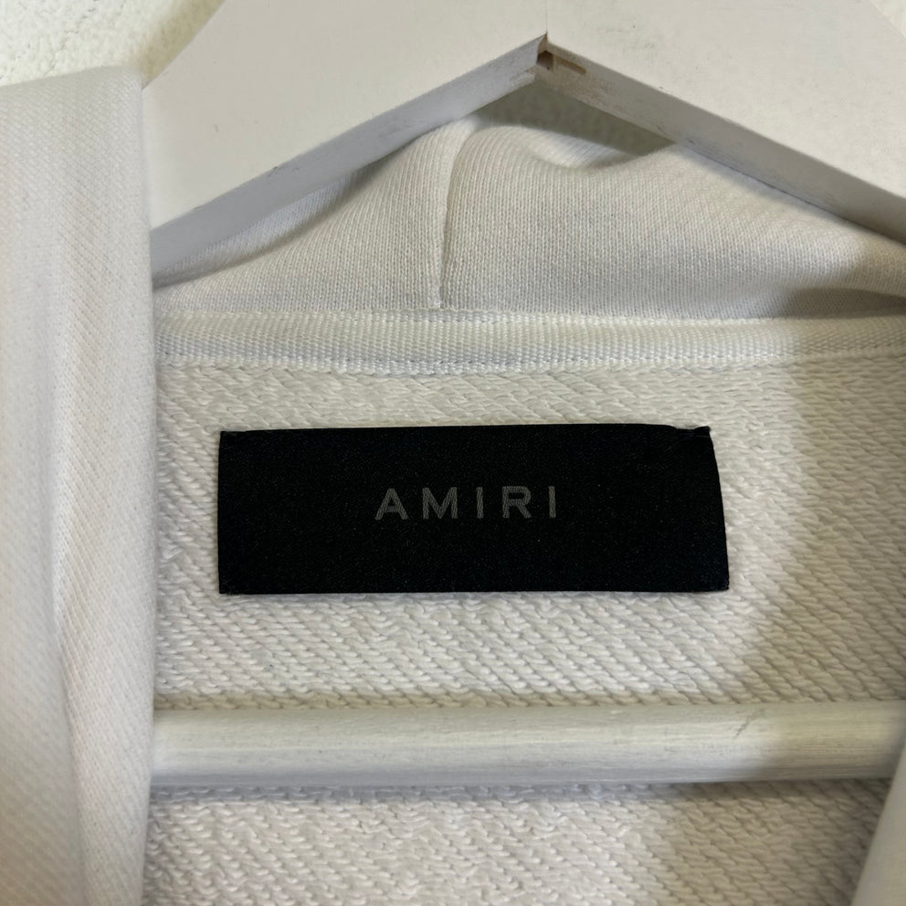 Amiri White/Teal Floral Logo Hoodie Size M