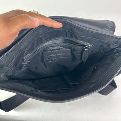 Burberry Emmet Check Embossed Leather Messenger Bag