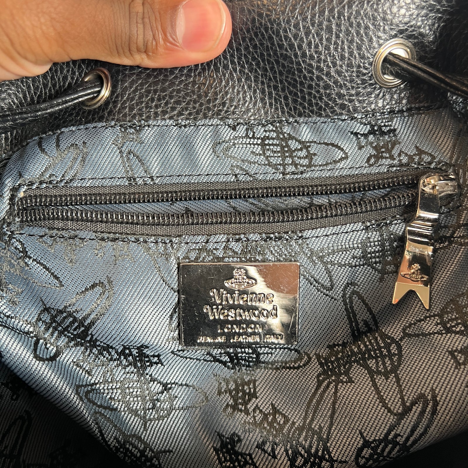 Vivienne Westwood Black Orb Leather Backpack