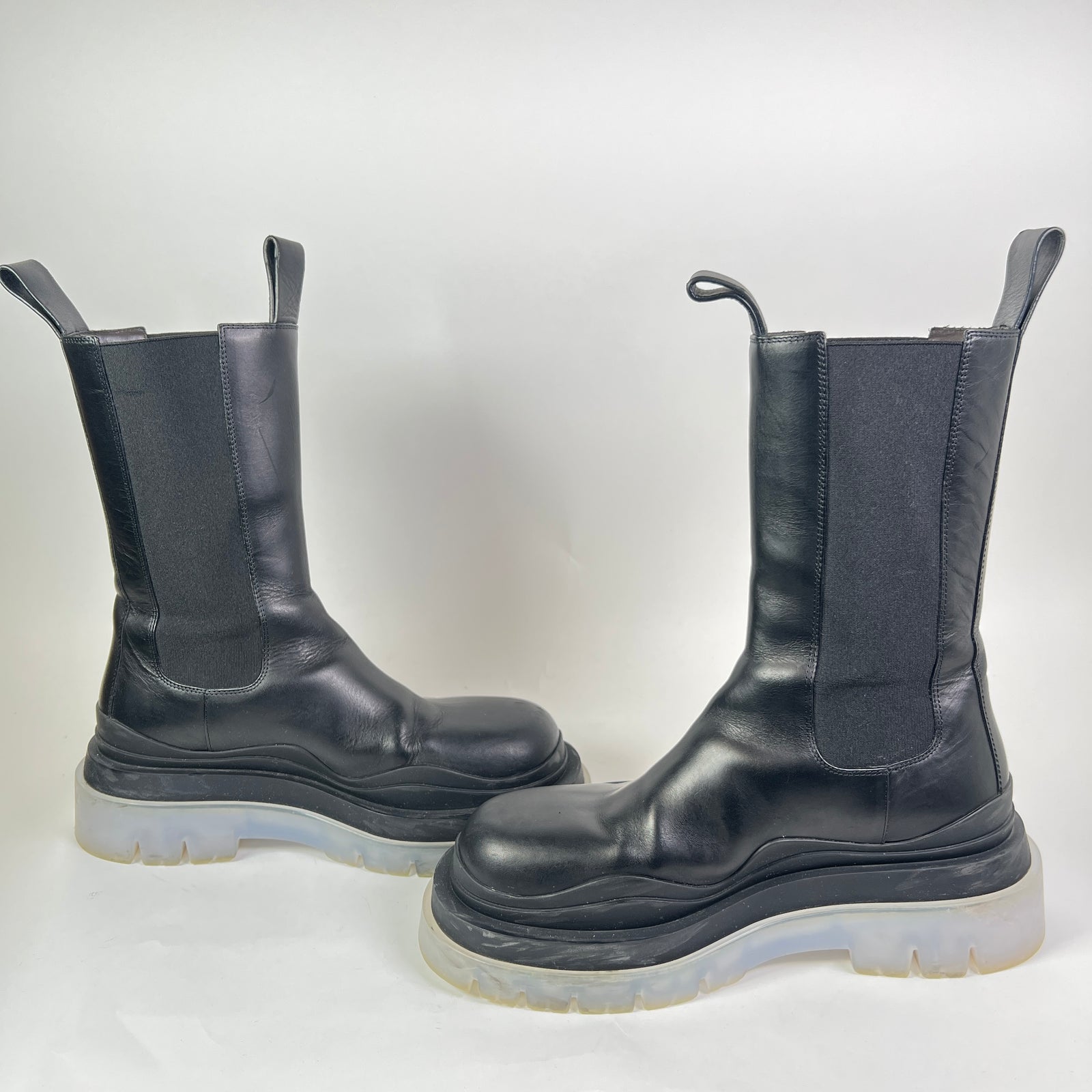 Bottega Veneta Clear Sole Leather Tire Boots