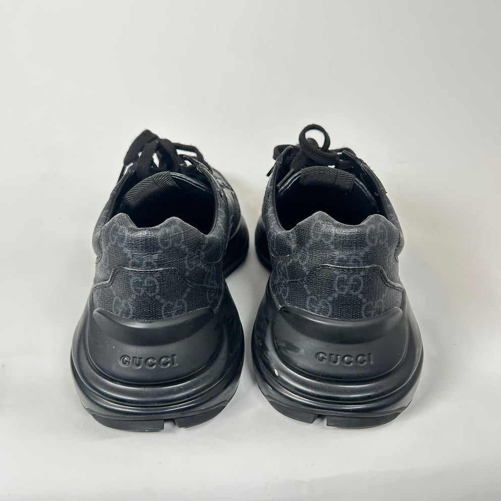 Gucci Triple Black GG Rhyton Sneaker Size GG 7.5