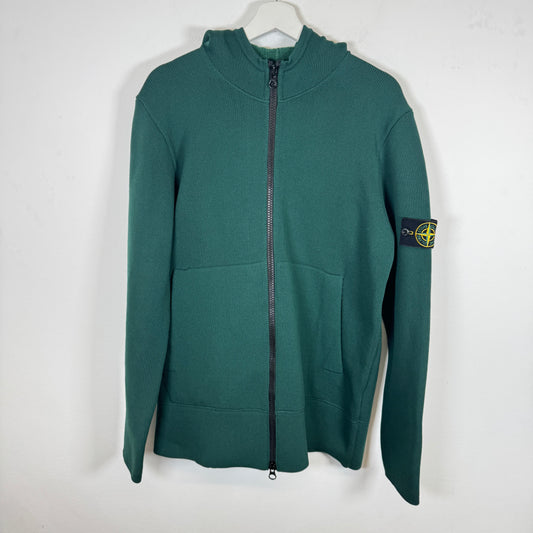 Stone Island Green Knit Zip-Up Hoodie Size XXL