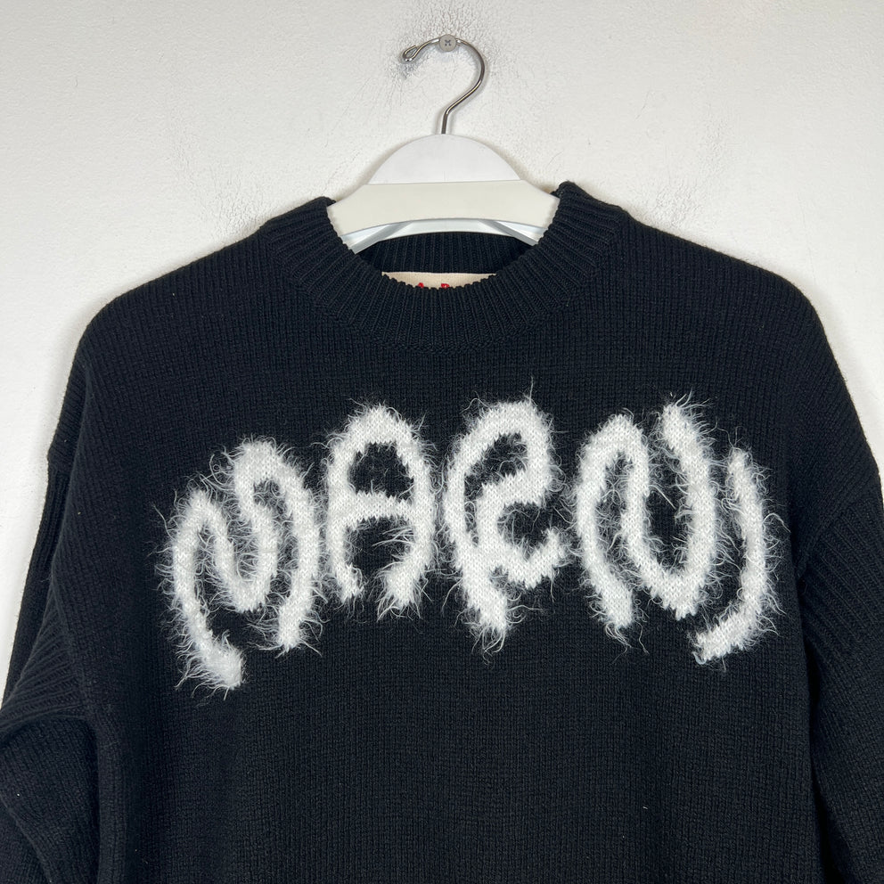 Marni Black/White Intarsia Wool Sweater Size 46