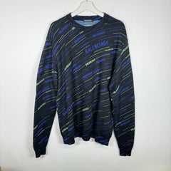 Balenciaga Purple/Green Wool Sweater Size XXL