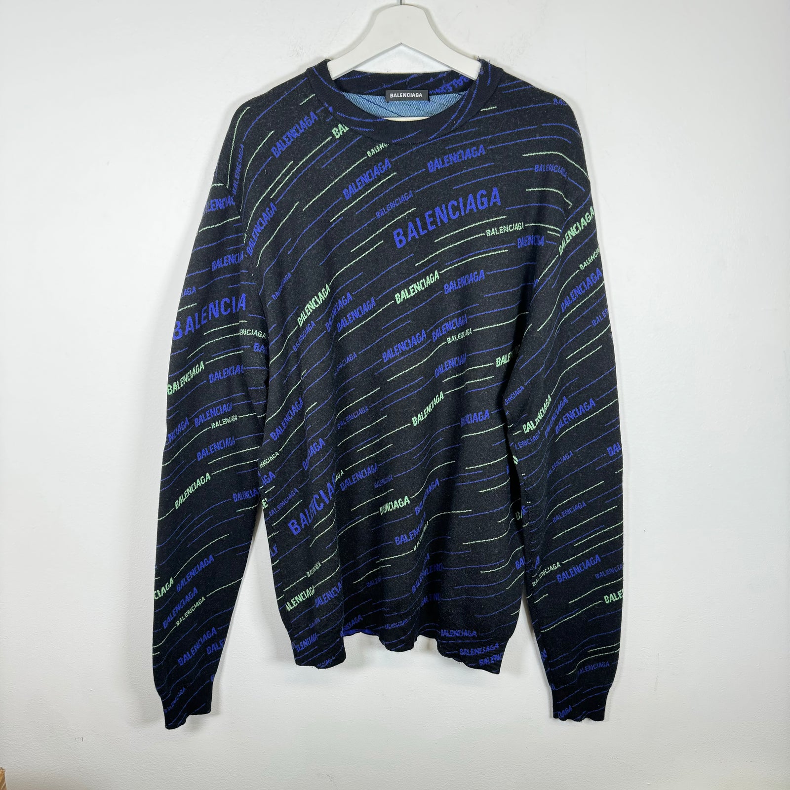 Balenciaga Purple/Green Wool Sweater Size XXL