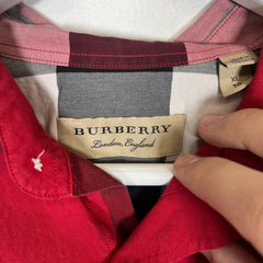 Burberry London Red Check LS Button Up Sz XL