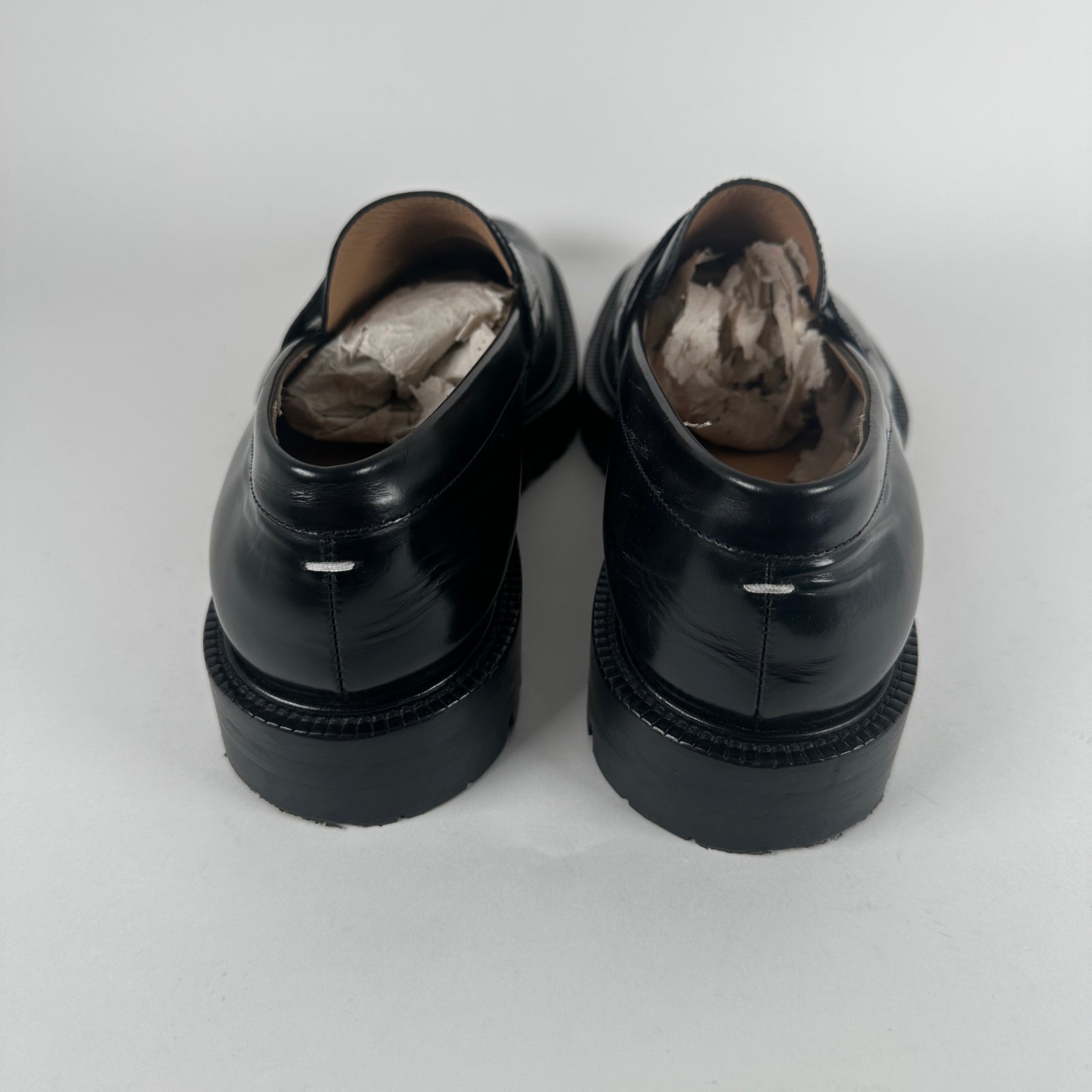 Maison Margiela Black Leather Tabi Loafers Size 12