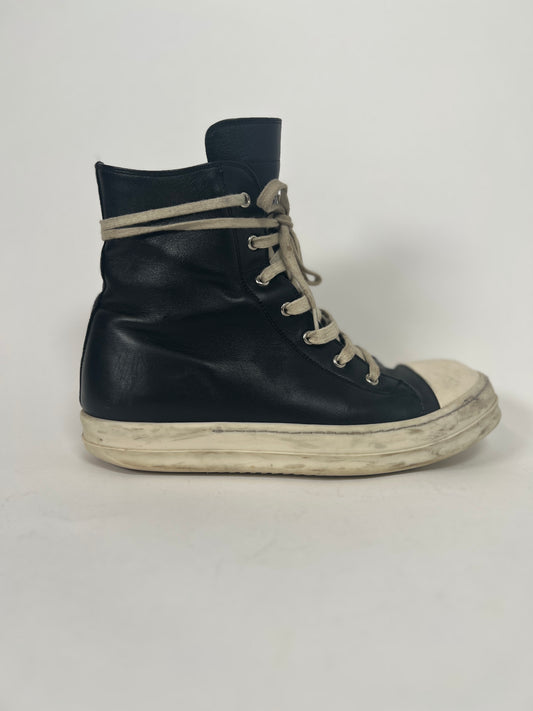 Rick Owens Black/Milk Leather Ramones Size 42