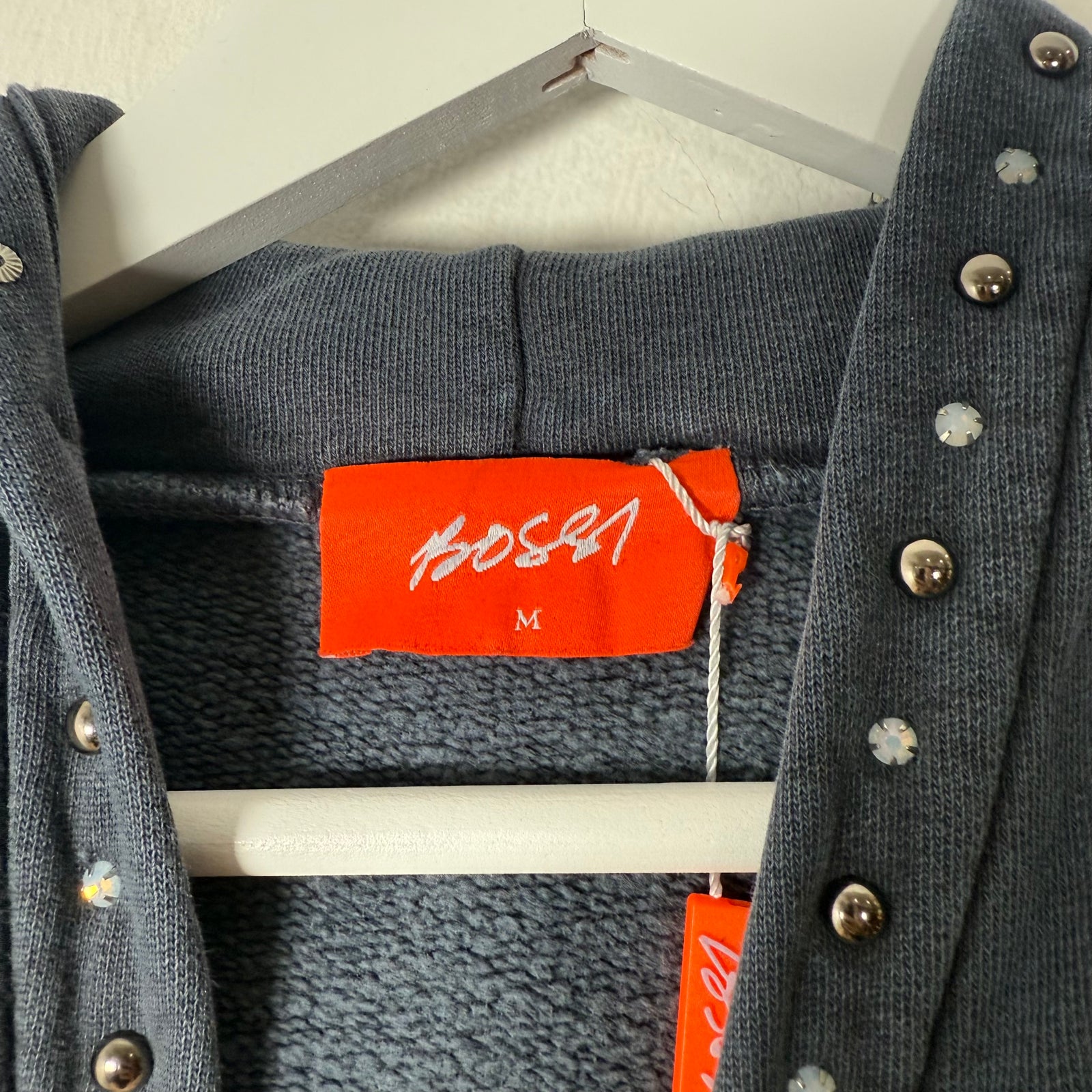 Bossi Navy Studded Logo Hoodie Size M