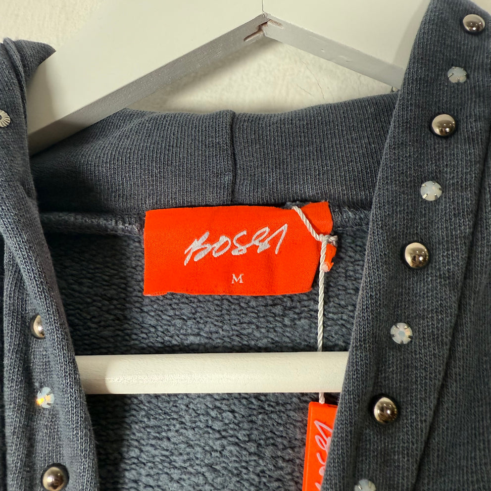 Bossi Navy Studded Logo Hoodie Size M