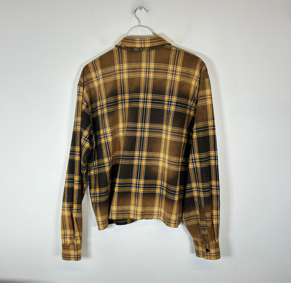 Vale Yellow/Brown Forever Rhinestone Flannel Size L