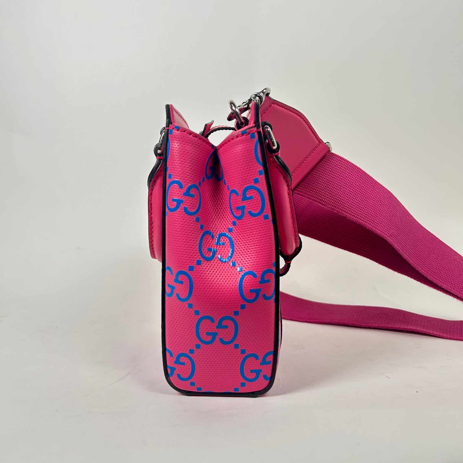 Gucci Pink GG Embossed Convertible Web Mini Tote Bag