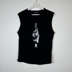 Raf Simons Black Crossed Fingers Tank Top Sz XS