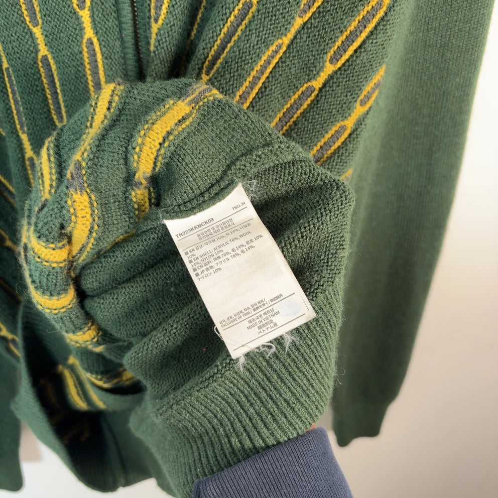 Thisneverthat Green Striped Knit Zip Cardigan