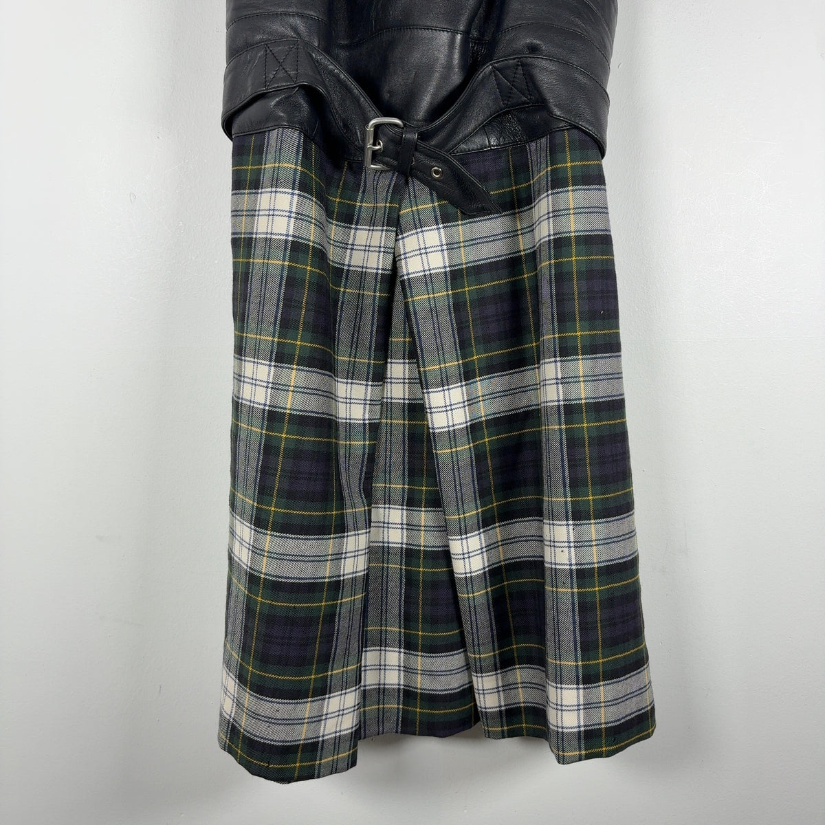 Alexander McQueen McQ Tartan Wool & Leather Corset Belt Dress