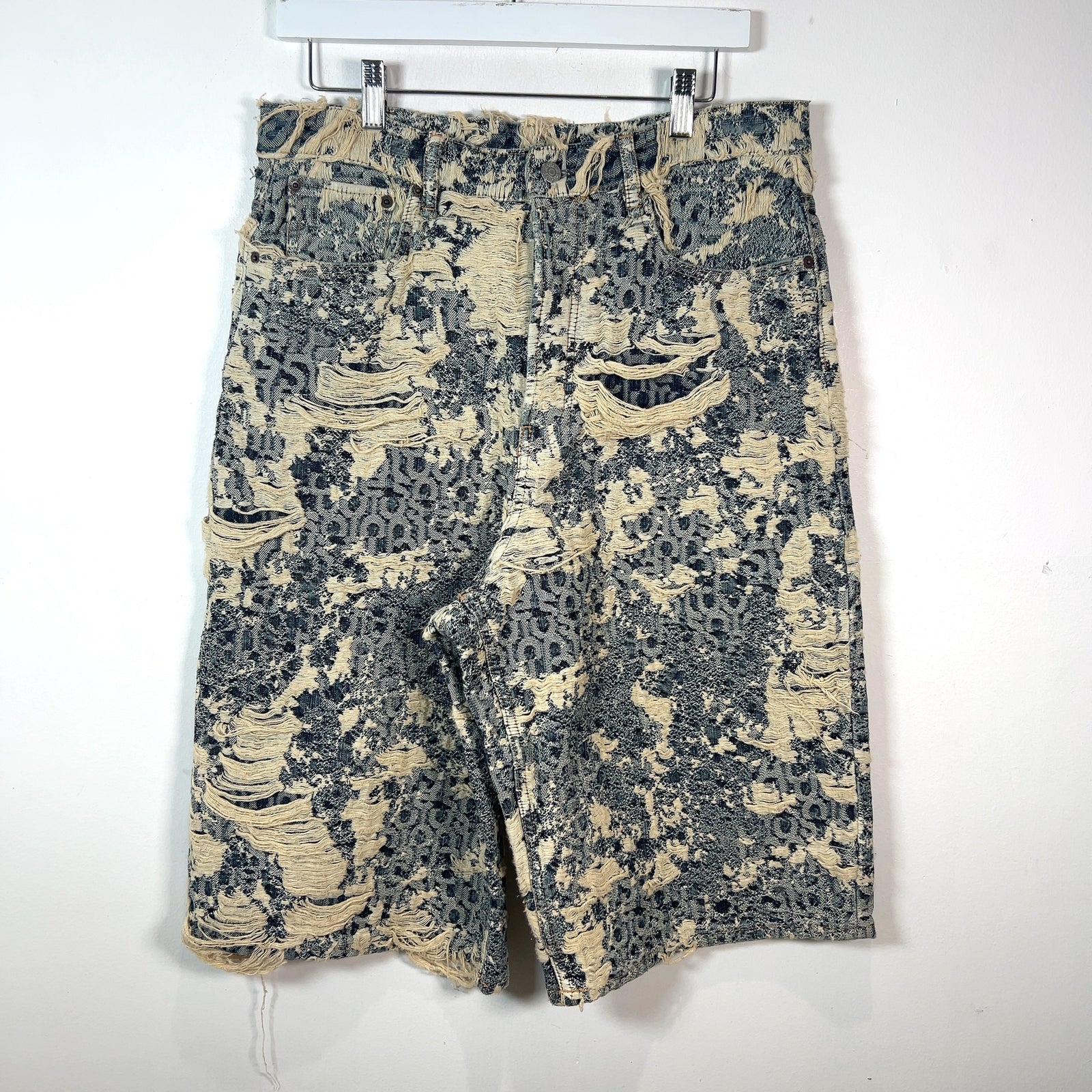 Acne Studios Distressed Mongram Denim Shorts