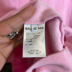Balenciaga Pink Spell-Out Logo Oversized Hoodie Size XS