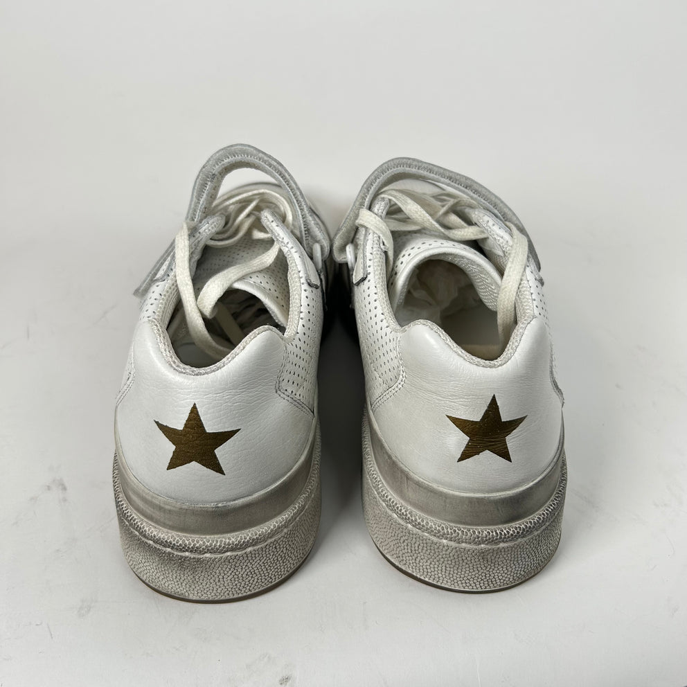 Saint Laurent White SL24 Distressed Low-Top Sneaker Size 45