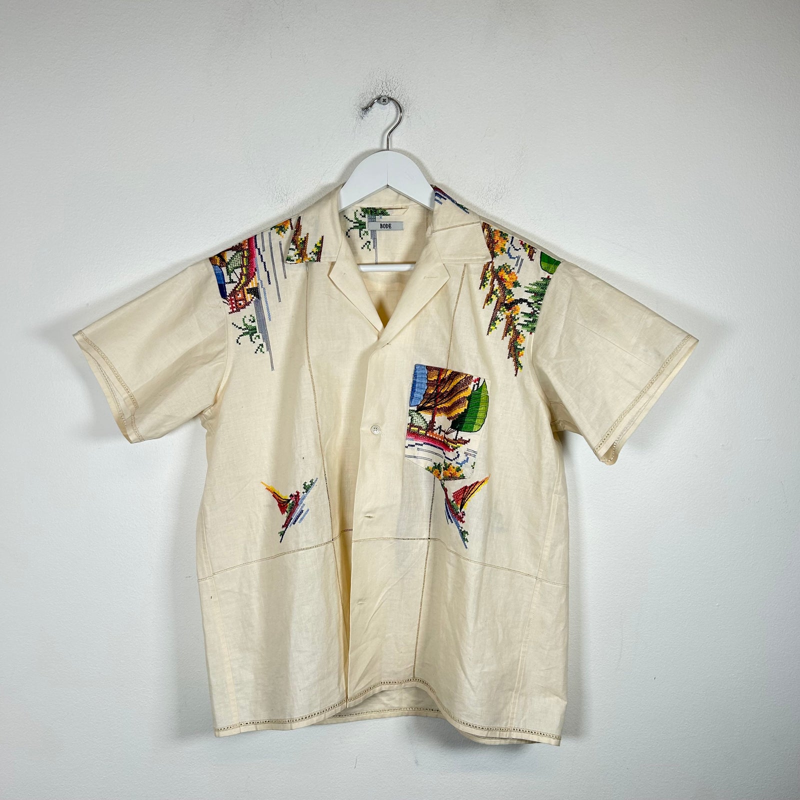 Bode Cream One Of A Kind Button-Up Shirt Size M