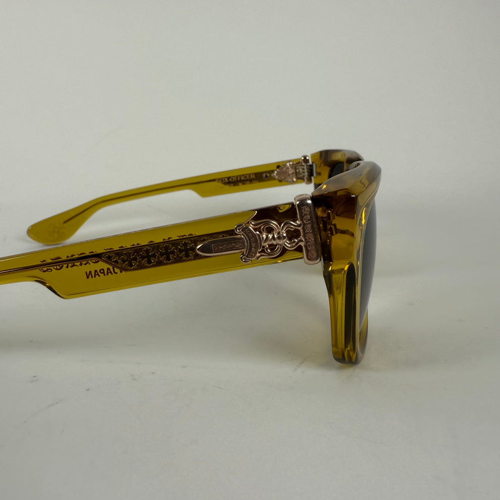Chrome Hearts Yellow 18k Gold Box Officer Sunglasses