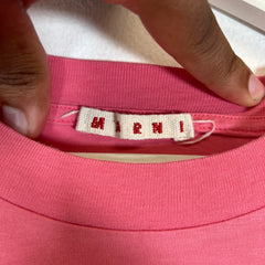 Marni Pink Logo Print T-Shirt Size M