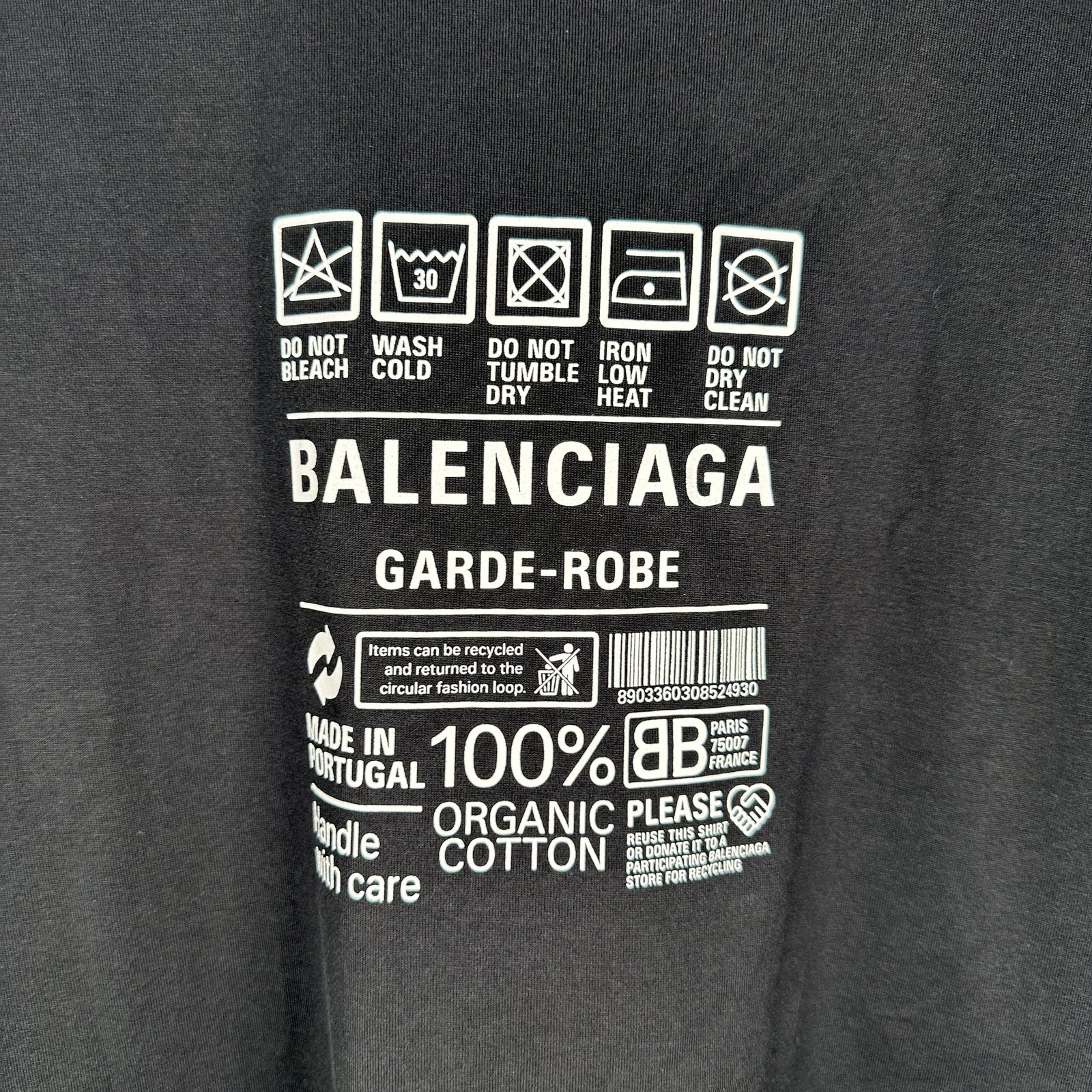 Balenciaga Washing Instructions T-Shirt Size XS