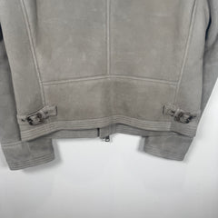 Ralph Lauren Purple Label Grey Sherling Leather Bomber Jacket Size S