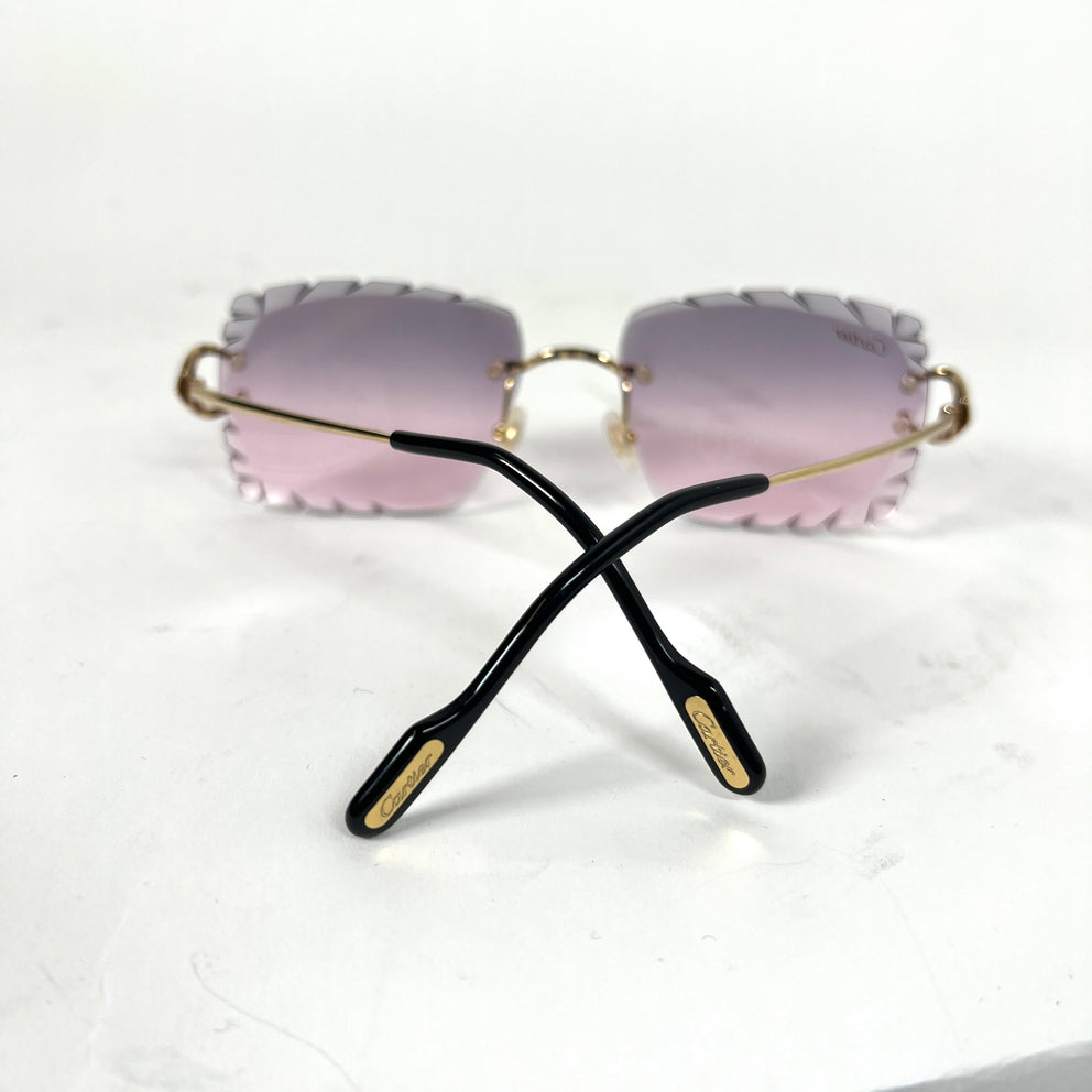 Cartier Pink C Decor Diamond Cut Glasses