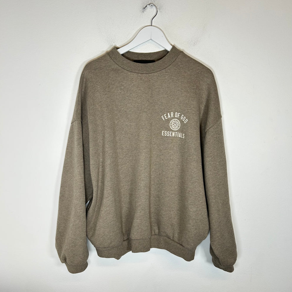 Fear Of God Essentials Grey University Logo Crewneck Size M