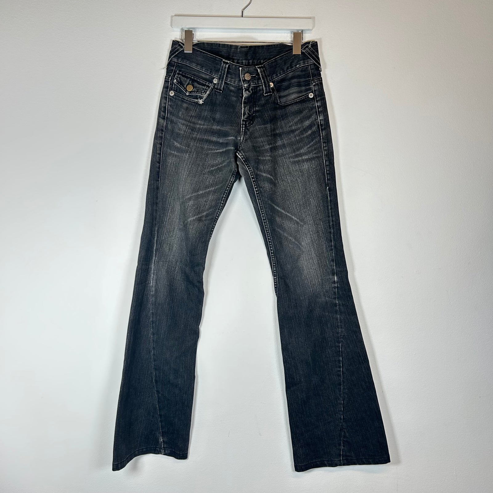 Tornado Mart Grey Spiral Cut Flared Jeans Size 31