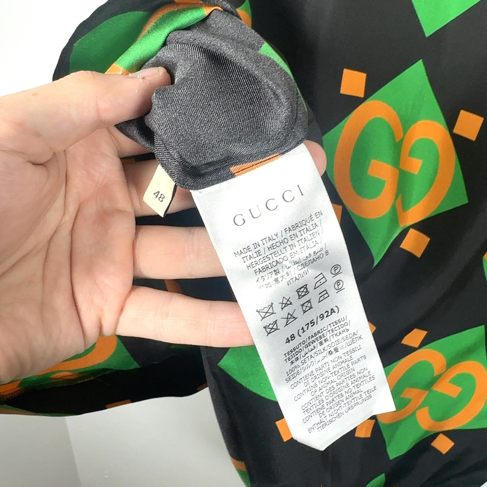 Gucci Mono-Block Silk Button-Up Shirt