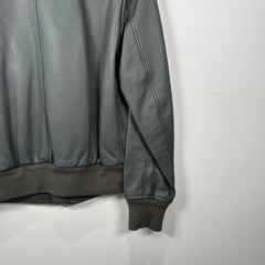 Burberry Dark Steel Leather Bomber Jacket Size 48