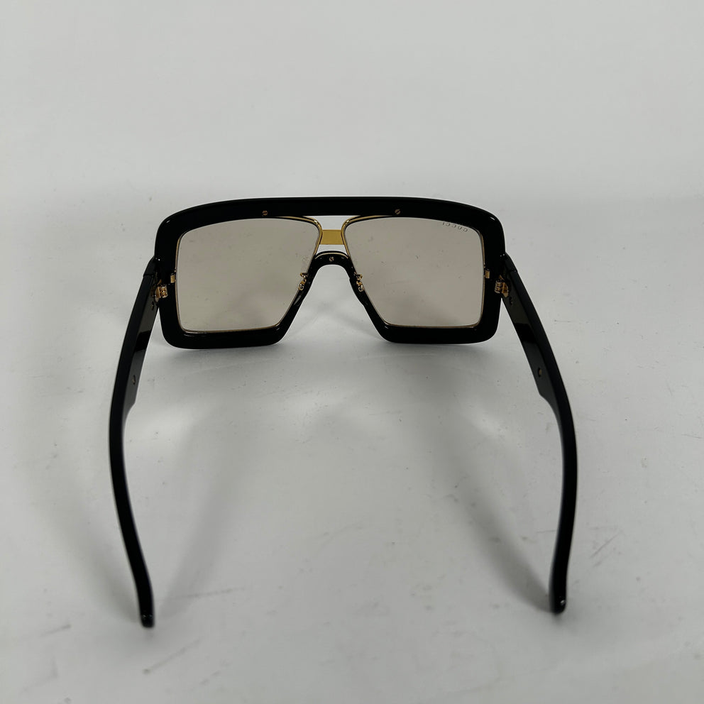 Gucci Black/Gold Square Aviator Sunglasses