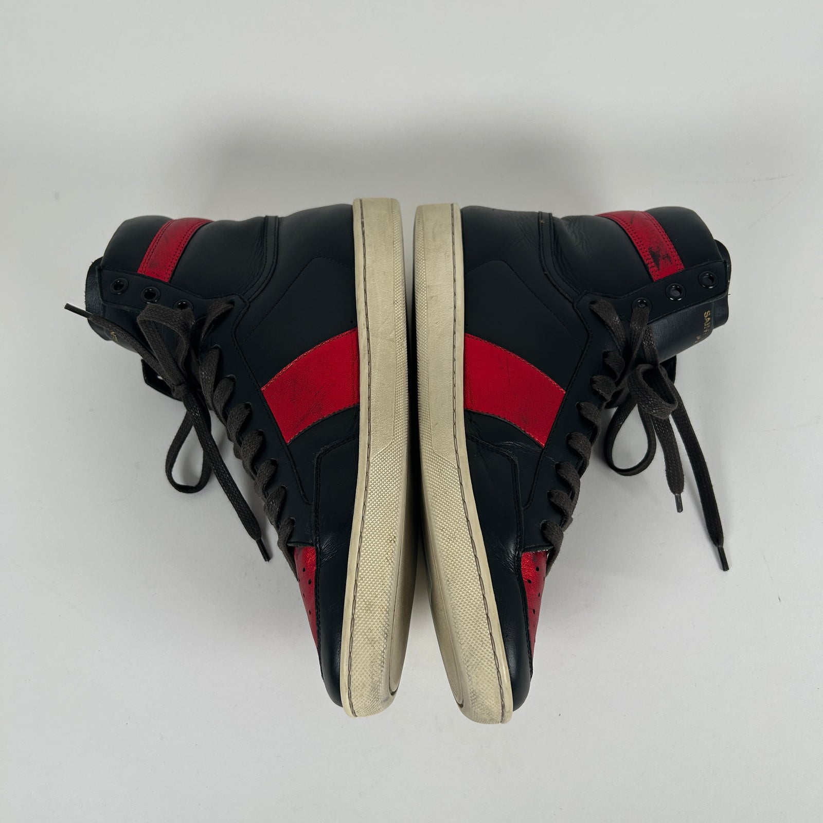 Saint Laurent Black/Red Metallic SL/10 Hightop Sneaker Size 7