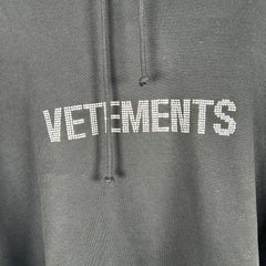 Vetements Rhinestone Crystal Logo Oversized Hoodie Size S