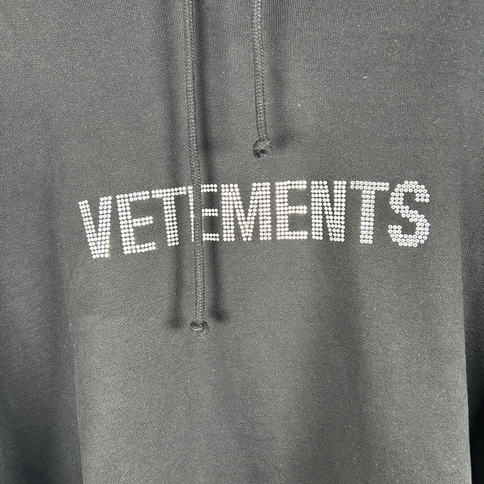 Vetements Rhinestone Crystal Logo Oversized Hoodie Size S