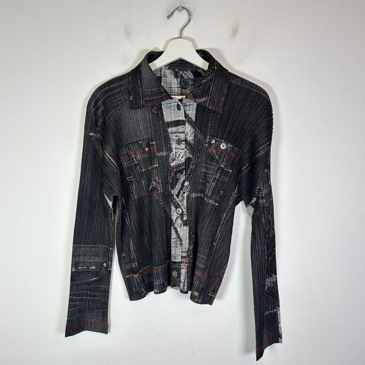 Issey Miyake Pleats Please Denim Trompe L'oeil Top Shirt