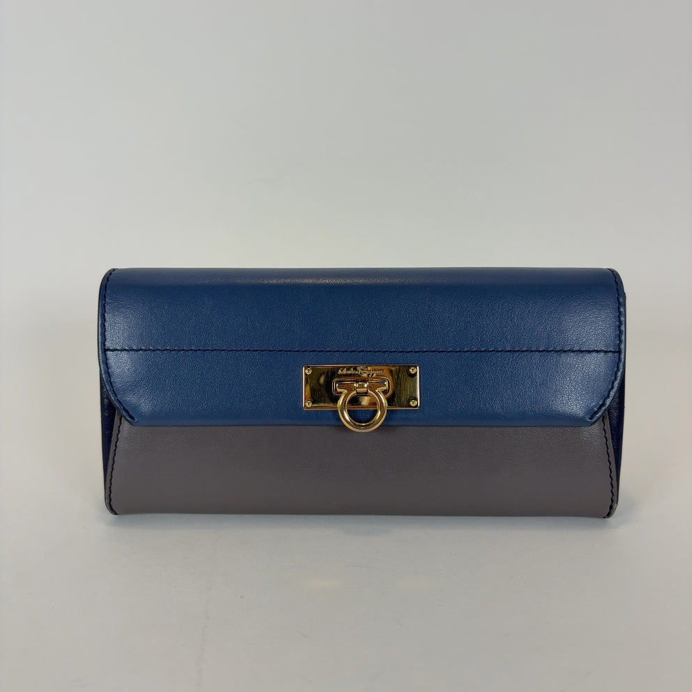Salvatore Ferragamo Two Tone Long Wallets