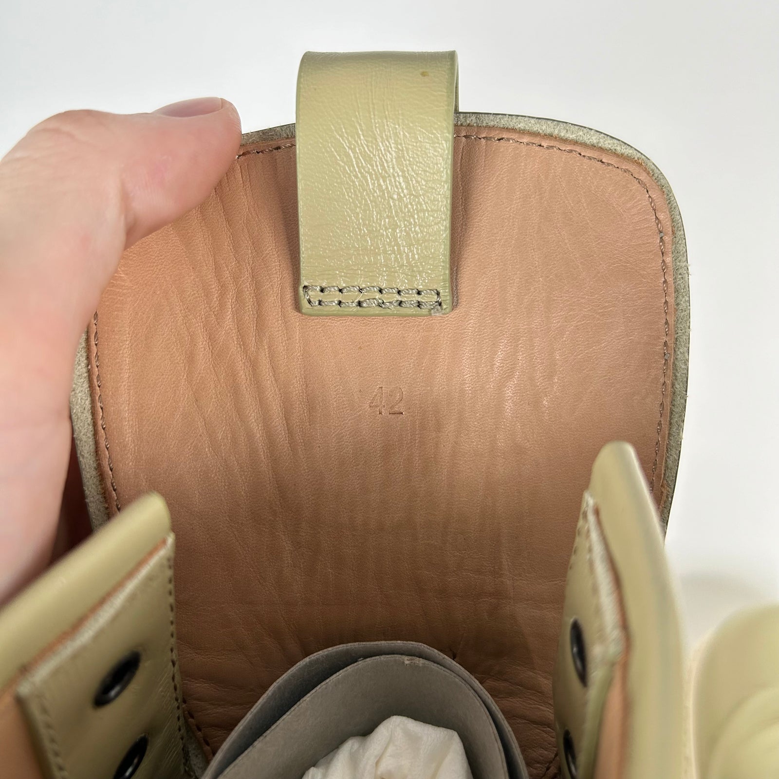 Bottega Veneta Natural Leather Lace Up Boots Size 42